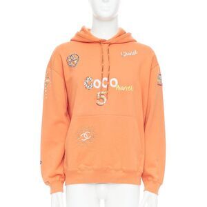 CHANEL Pharrell Williams 19D orange lesage crystal embroidered hoodie M